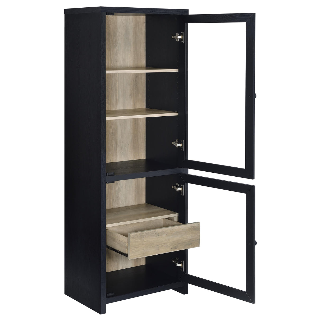 Denison 67-Inch Black Media Tower with Glass Doors