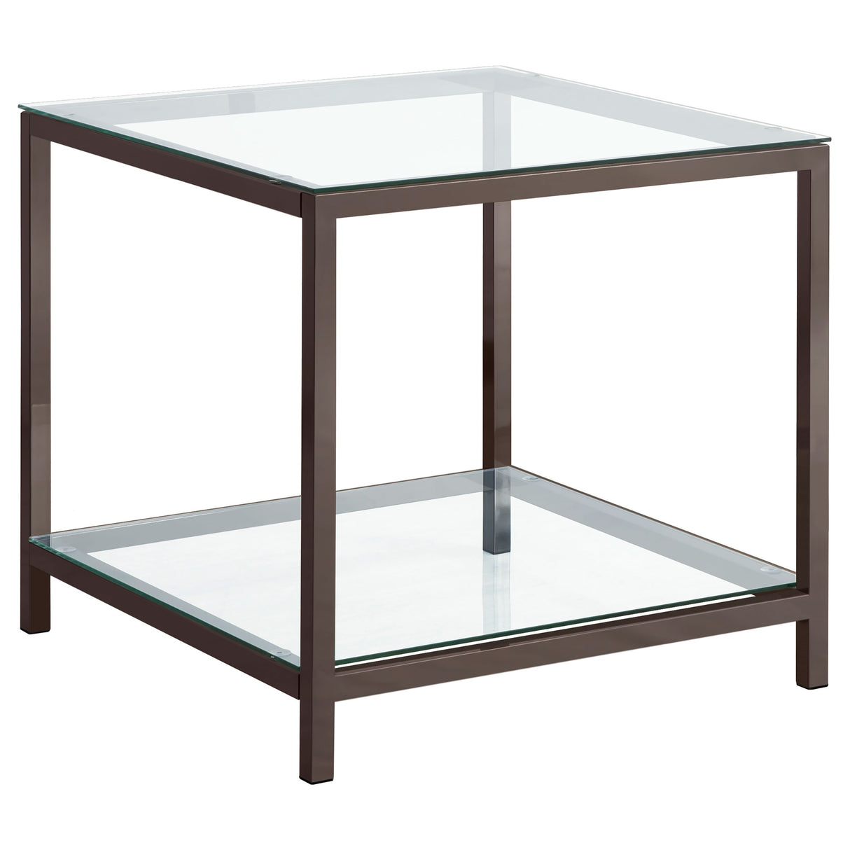Trini 1-Shelf Glass Top Side End Table Black Nickel