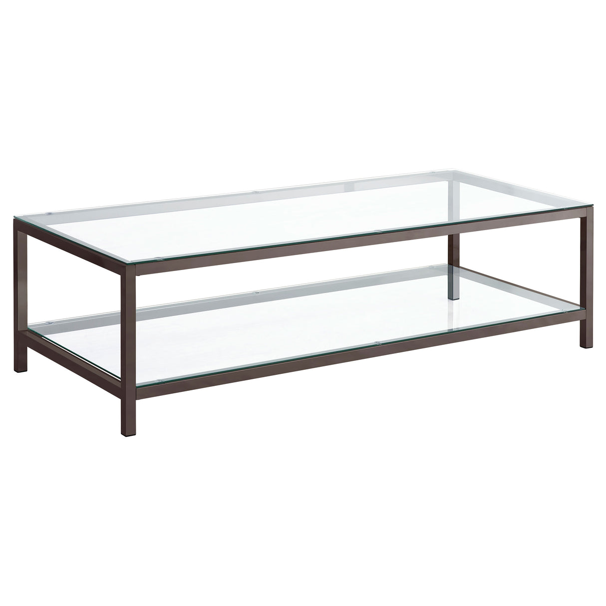 Trini 1-Shelf Glass Top Coffee Table, Black Nickel