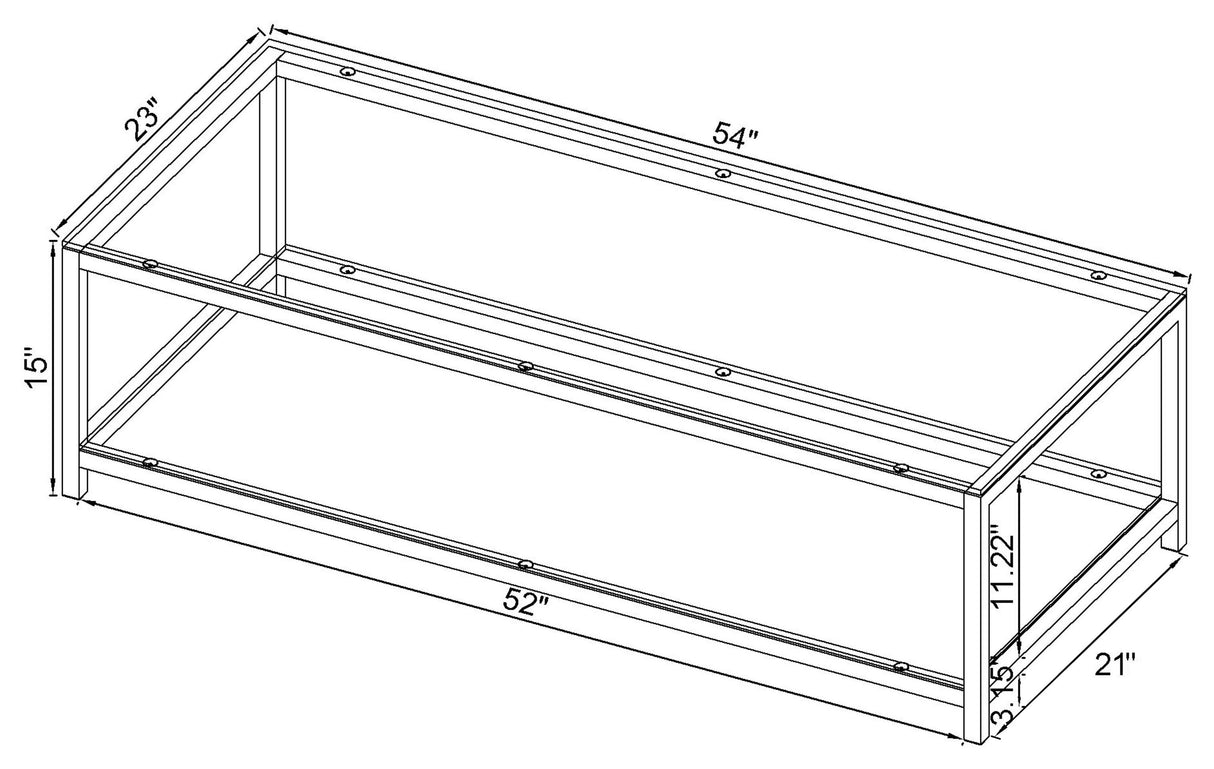 Trini 1-Shelf Glass Top Coffee Table, Black Nickel
