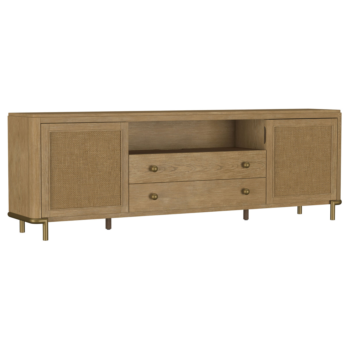 Arini Rattan Cane 2-Door TV Stand - Sand Wash
