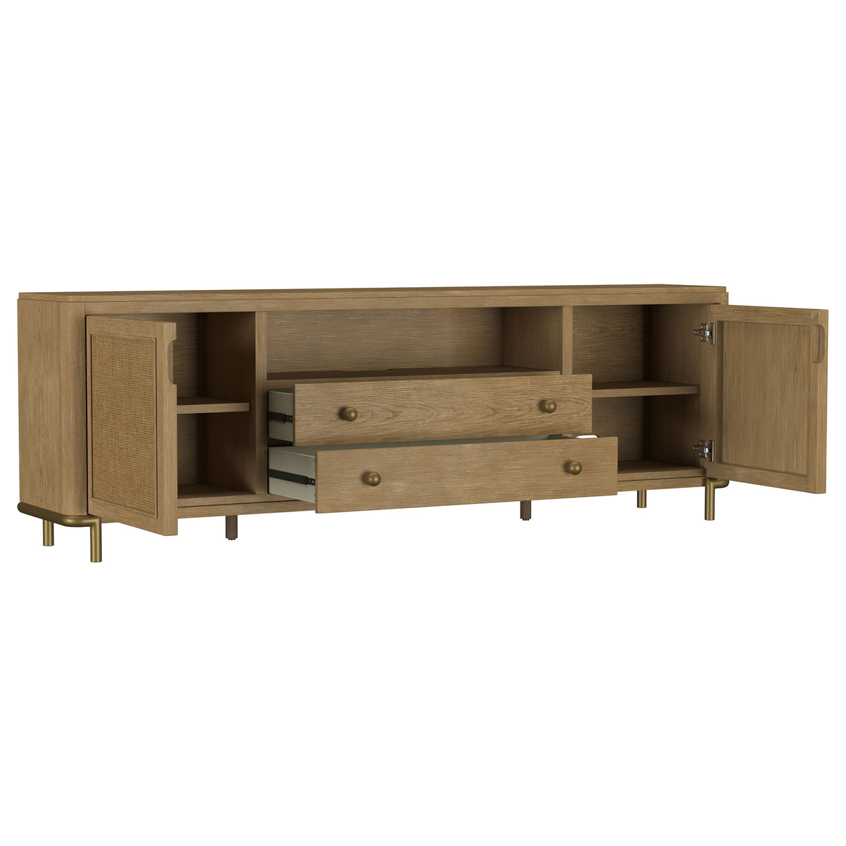 Arini Rattan Cane 2-Door TV Stand - Sand Wash