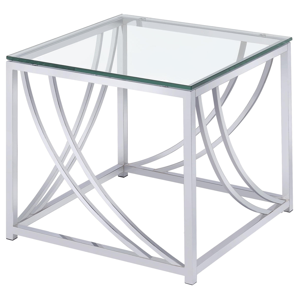 Lille 2-Piece Glass Top Coffee and End Table Set Chrome