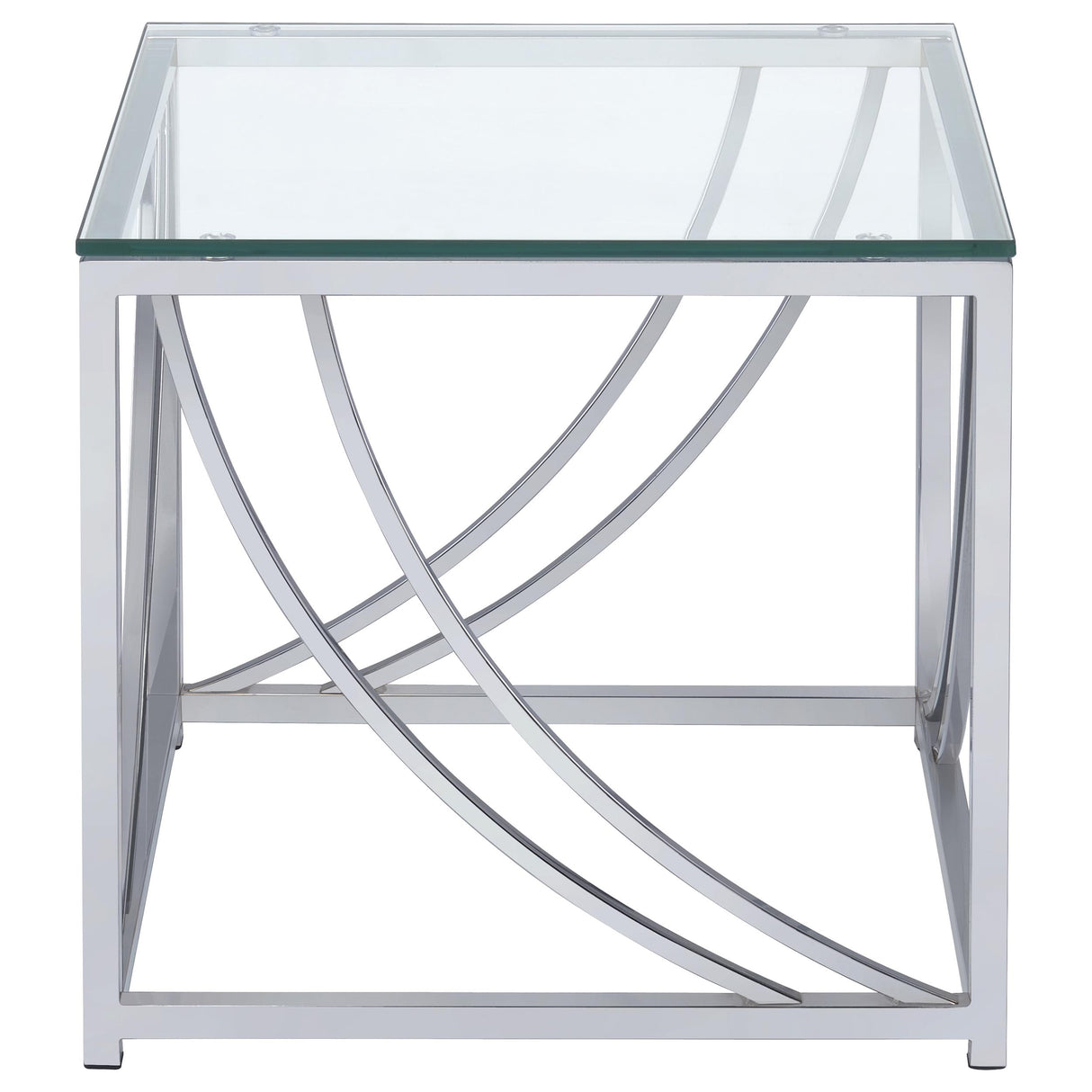 Lille 2-Piece Glass Top Coffee and End Table Set Chrome