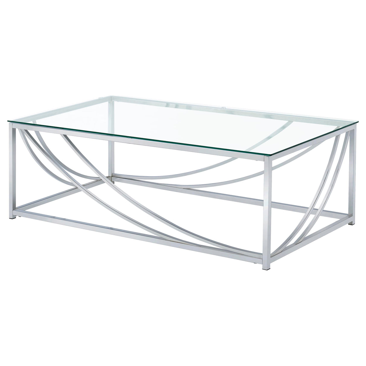 Lille 2-Piece Glass Top Coffee and End Table Set Chrome