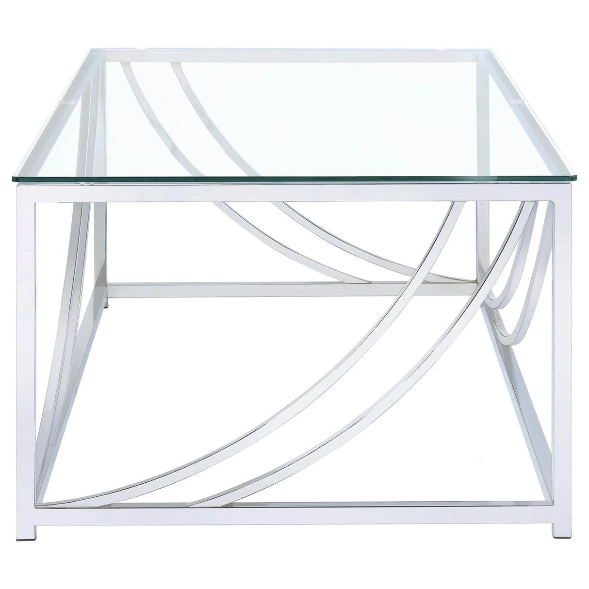 Lille 2-Piece Glass Top Coffee and End Table Set Chrome