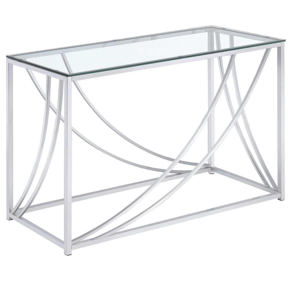 Lille Glass Top Entryway Console Table with Chrome Frame