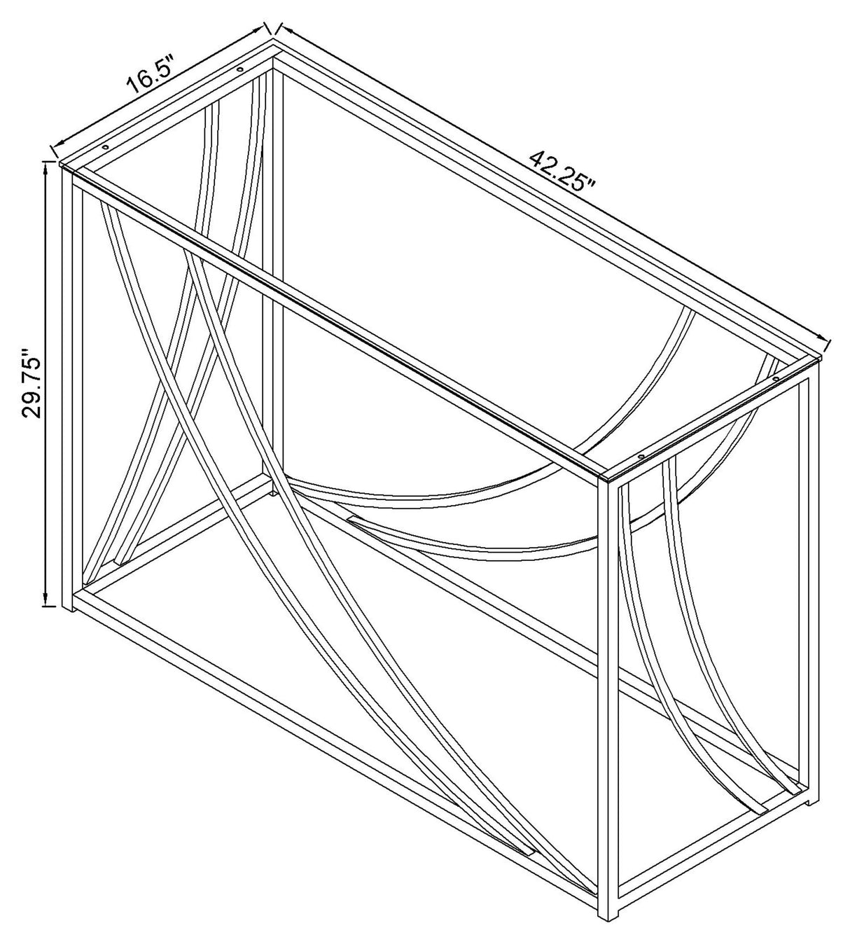 Lille Glass Top Entryway Console Table with Chrome Frame