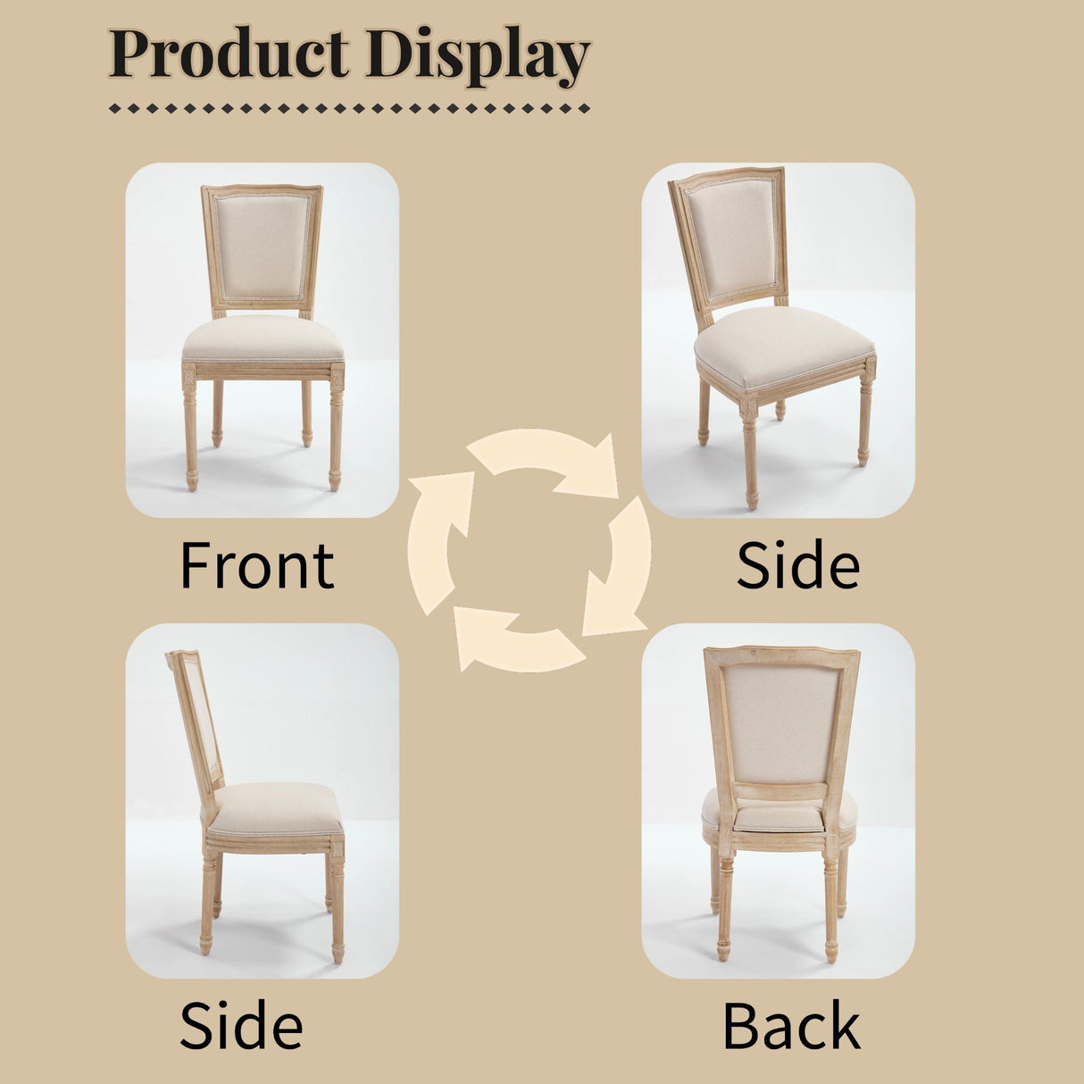 Dining Chairs Upholstered With T - Shaped Back (Set of 2) - Beige