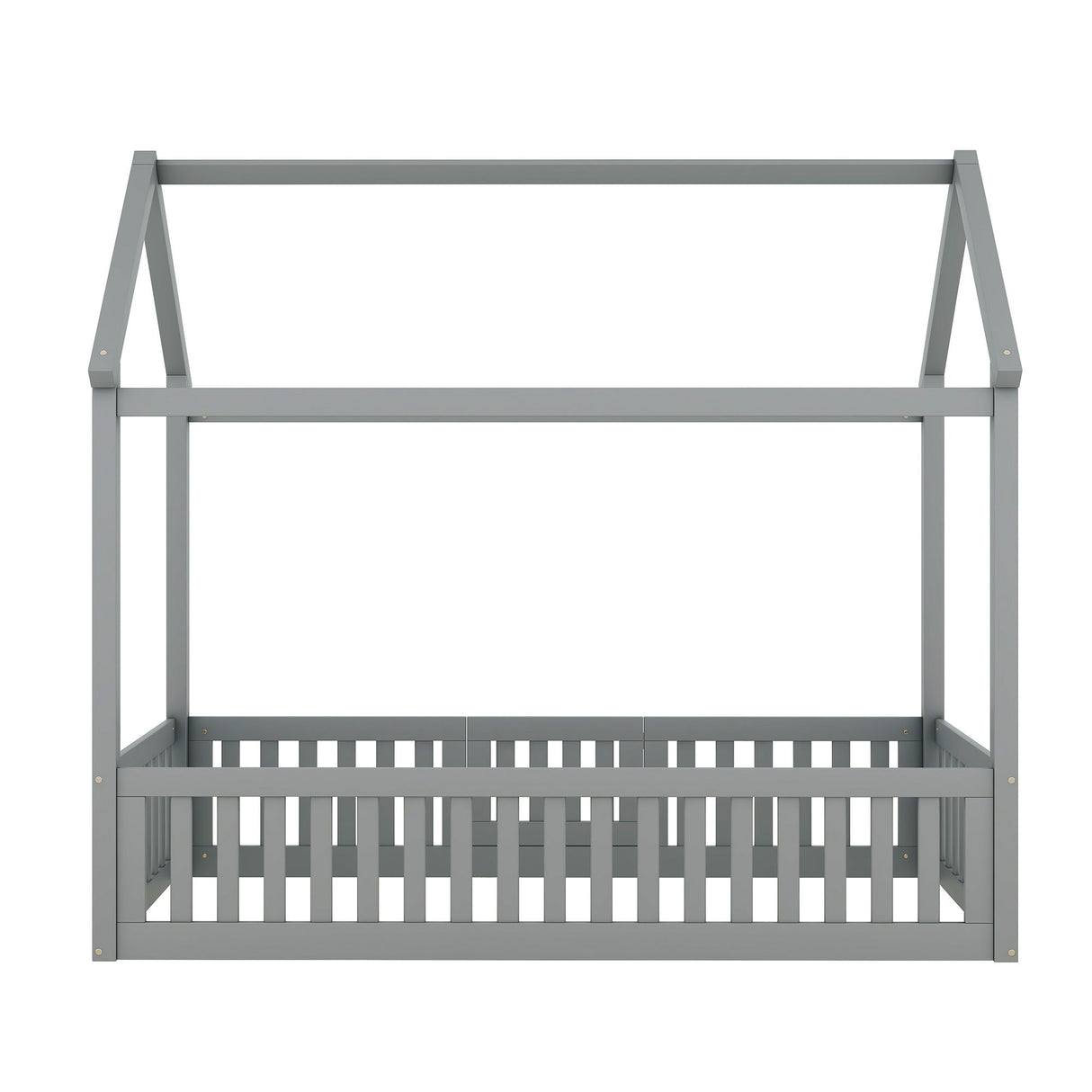 Wood House Bed With Fence And Door