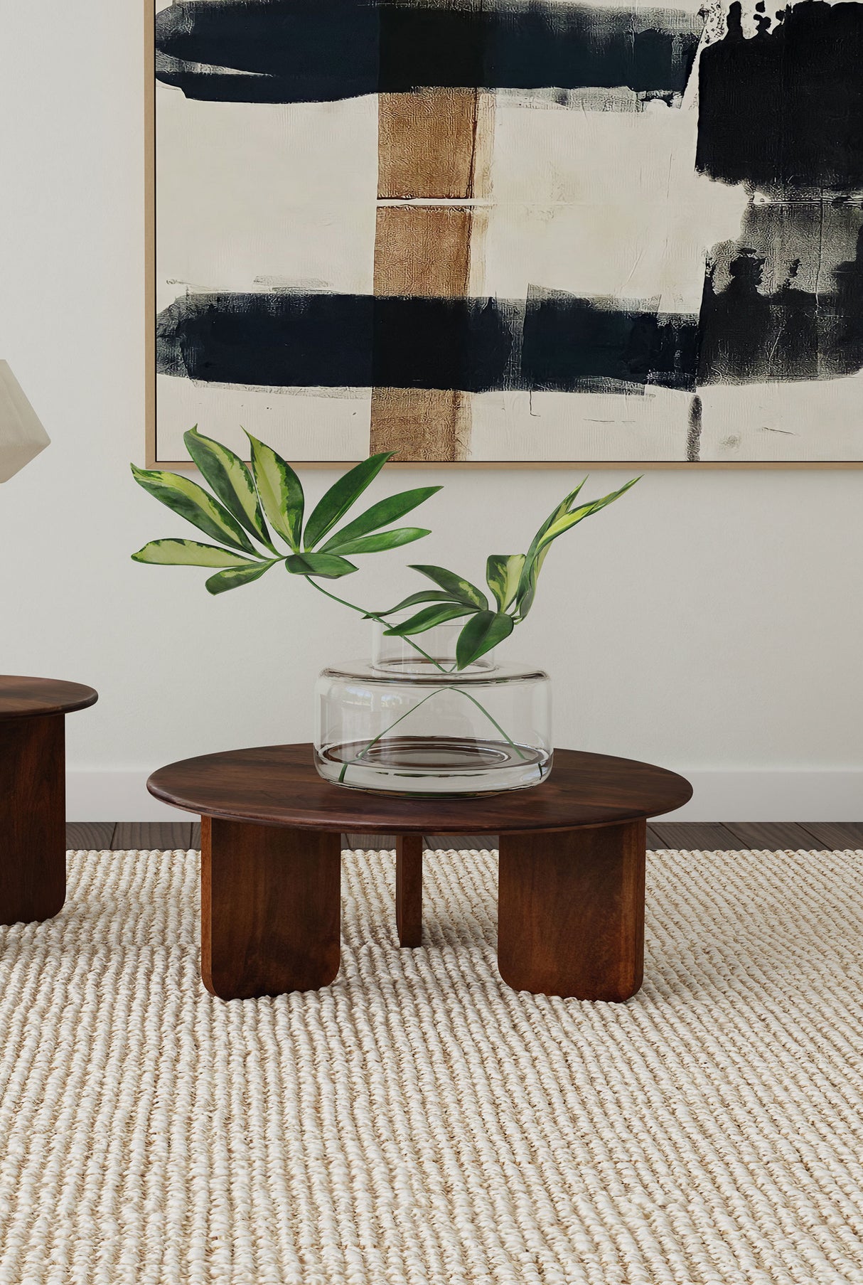 Dale Round Solid Mango Wood Coffee Table in Brown