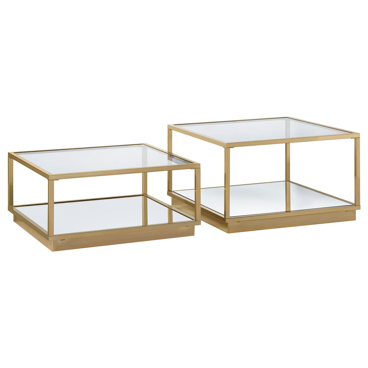 Renee 2-Piece Square Coffee Table Set Rose Brass