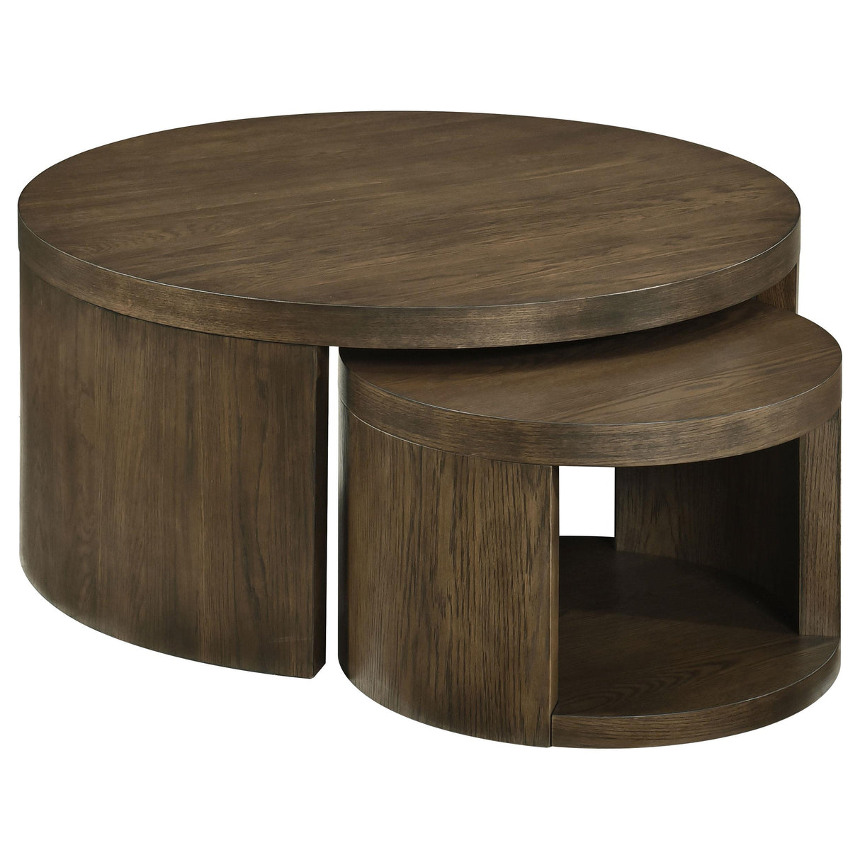 Sweeney 2-Piece Round Wood Nesting Table Set Dark Walnut