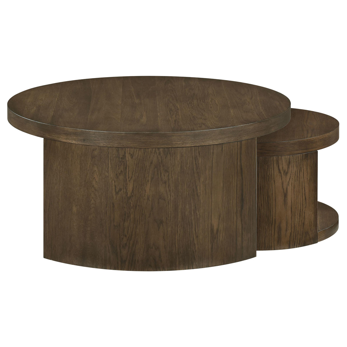 Sweeney 2-Piece Round Wood Nesting Table Set Dark Walnut