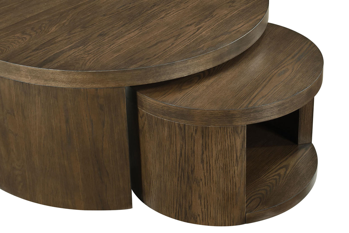 Sweeney 2-Piece Round Wood Nesting Table Set Dark Walnut