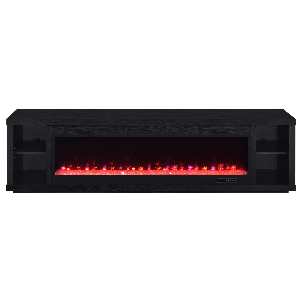 Deiter 79-Inch Black TV Stand Fireplace Media Console
