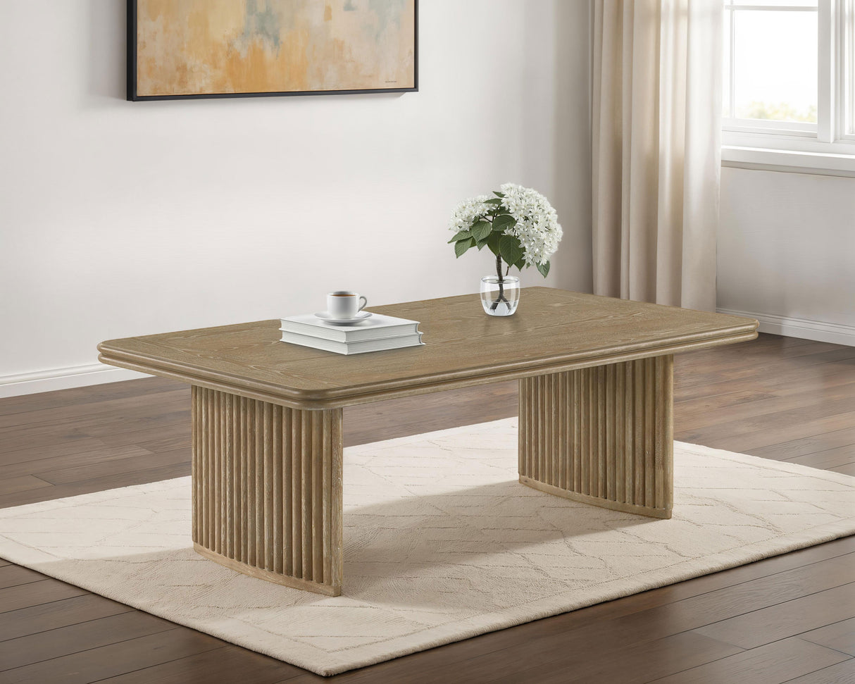Adina Rectangular Wood Coffee Table, Distressed Light Brown