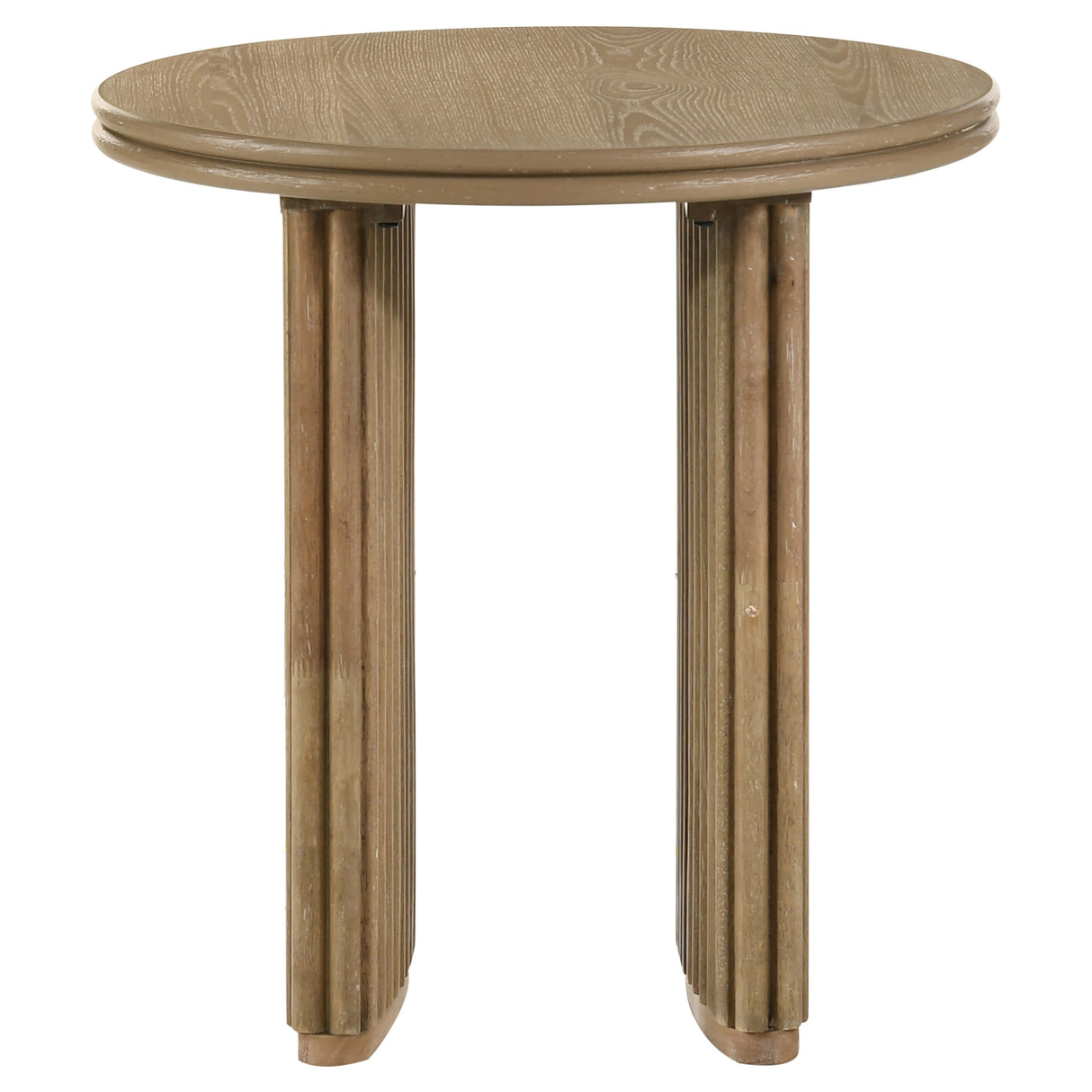 Adina 2-Piece Round Coffee Table Set, Distressed Light Brown