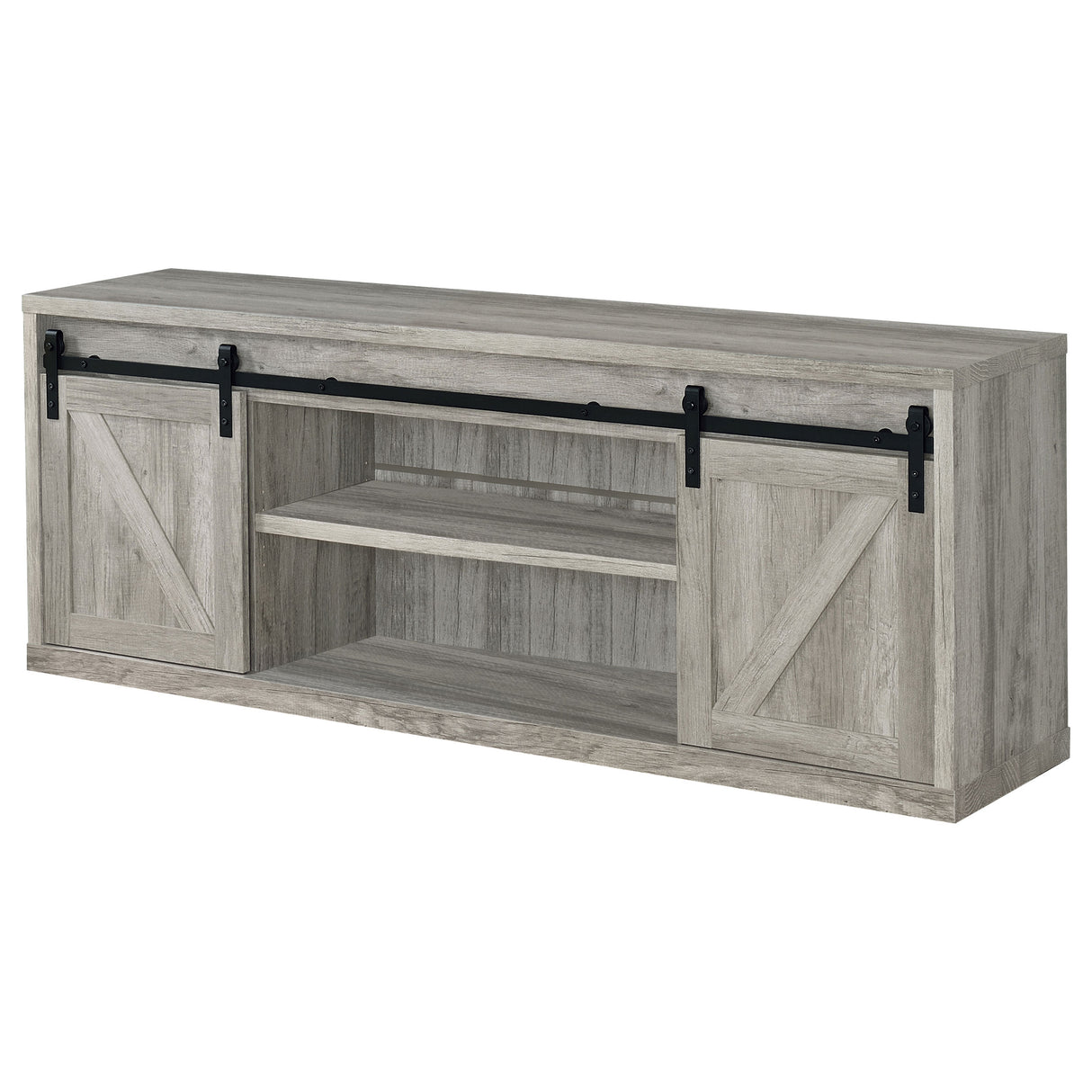 Brockton 2-Door TV Stand - Grey Driftwood, 71 Inch
