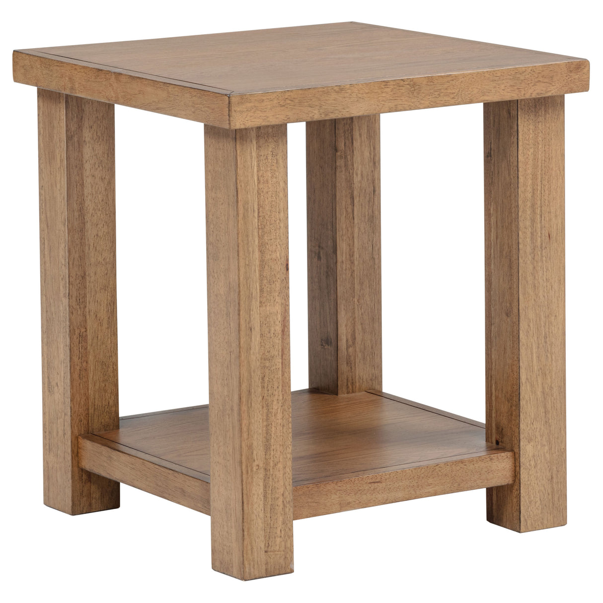 Beasley Square Wood End Table with Shelf - Golden Oak