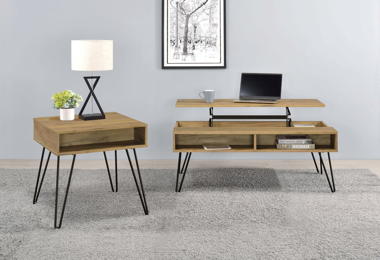 Fanning Engineered Wood Side Table Golden Oak
