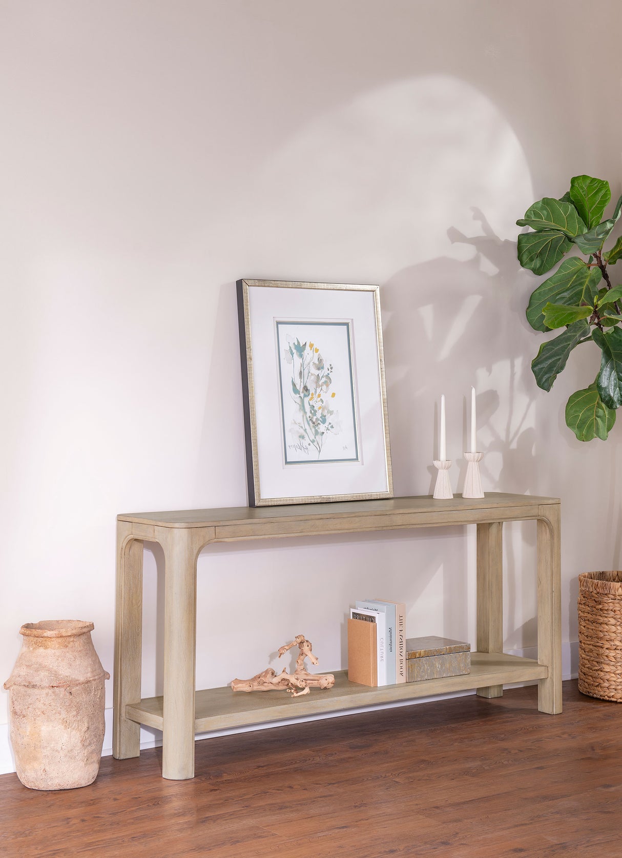Solano 64-Inch Entryway Console Table, Weathered Mango