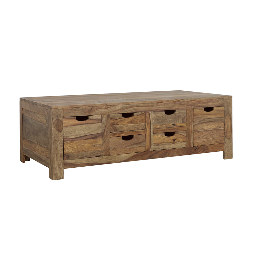 Esther 6-Drawer Solid Wood Coffee Table Natural Sheesham