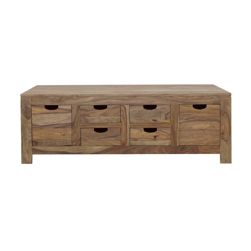 Esther 6-Drawer Solid Wood Coffee Table Natural Sheesham