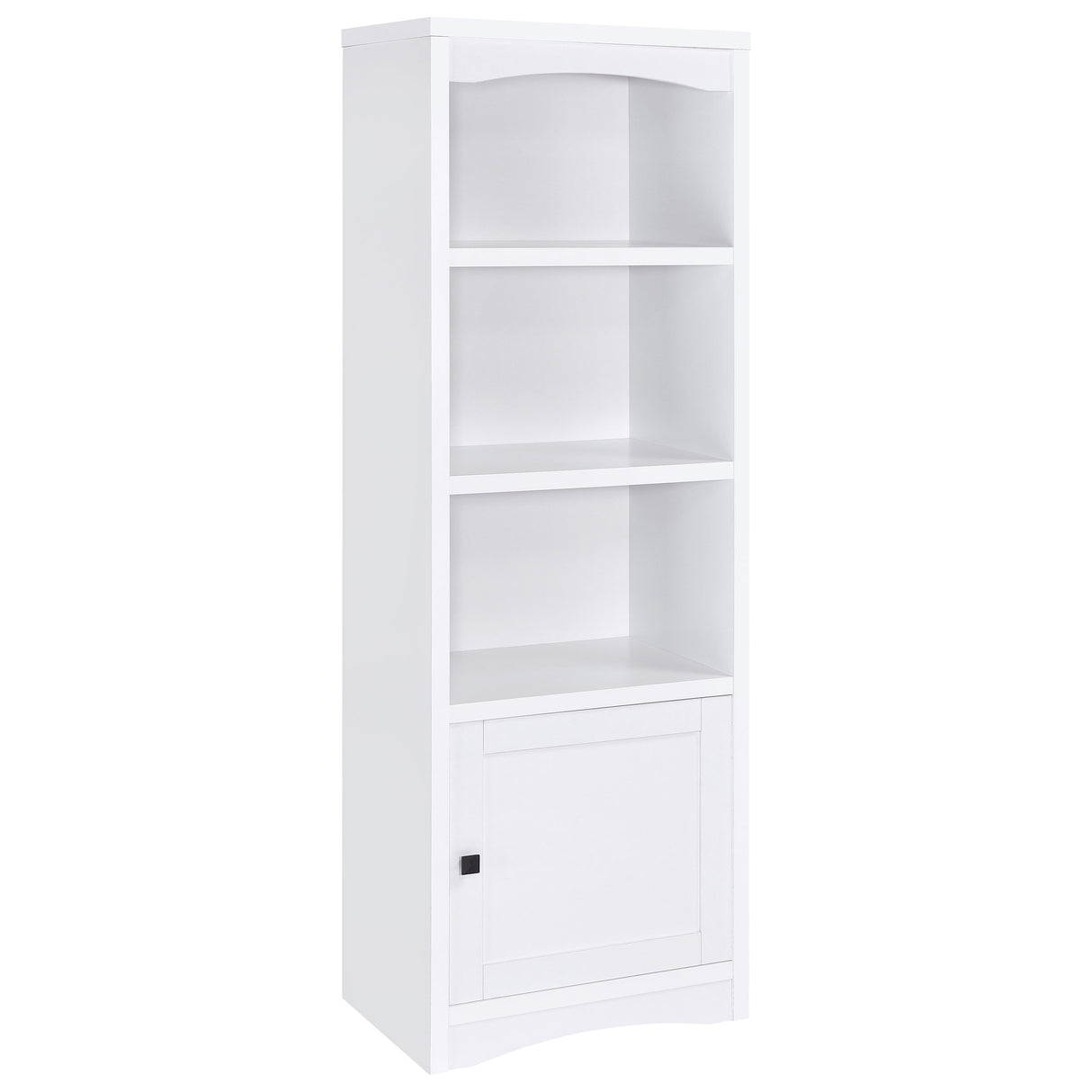 Laughlin 4-Shelf White Media Tower with Cabinet Storage