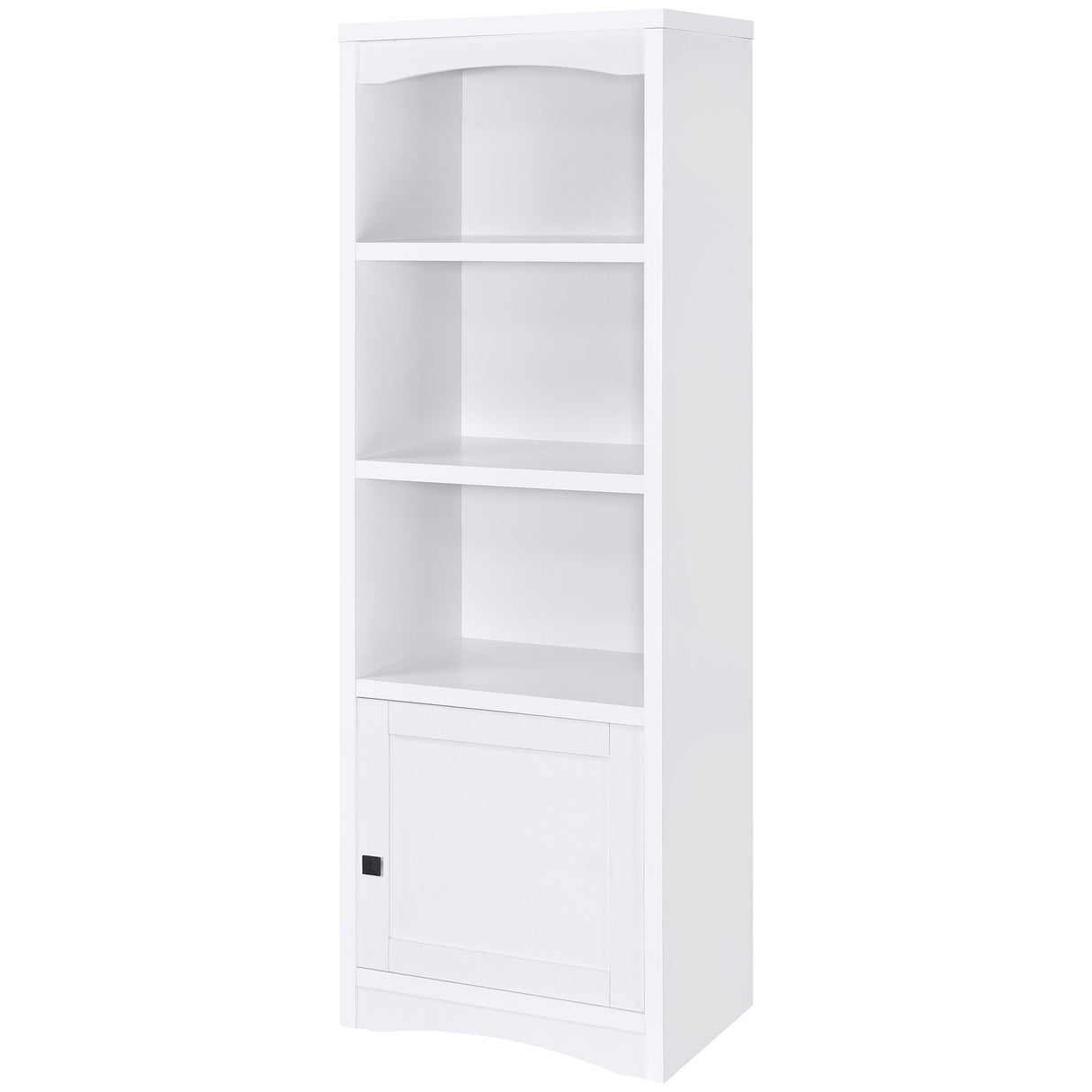 Laughlin 4-Shelf White Media Tower with Cabinet Storage