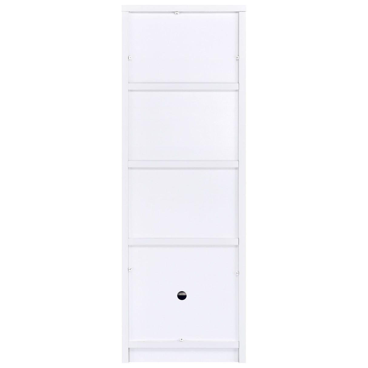 Laughlin 4-Shelf White Media Tower with Cabinet Storage