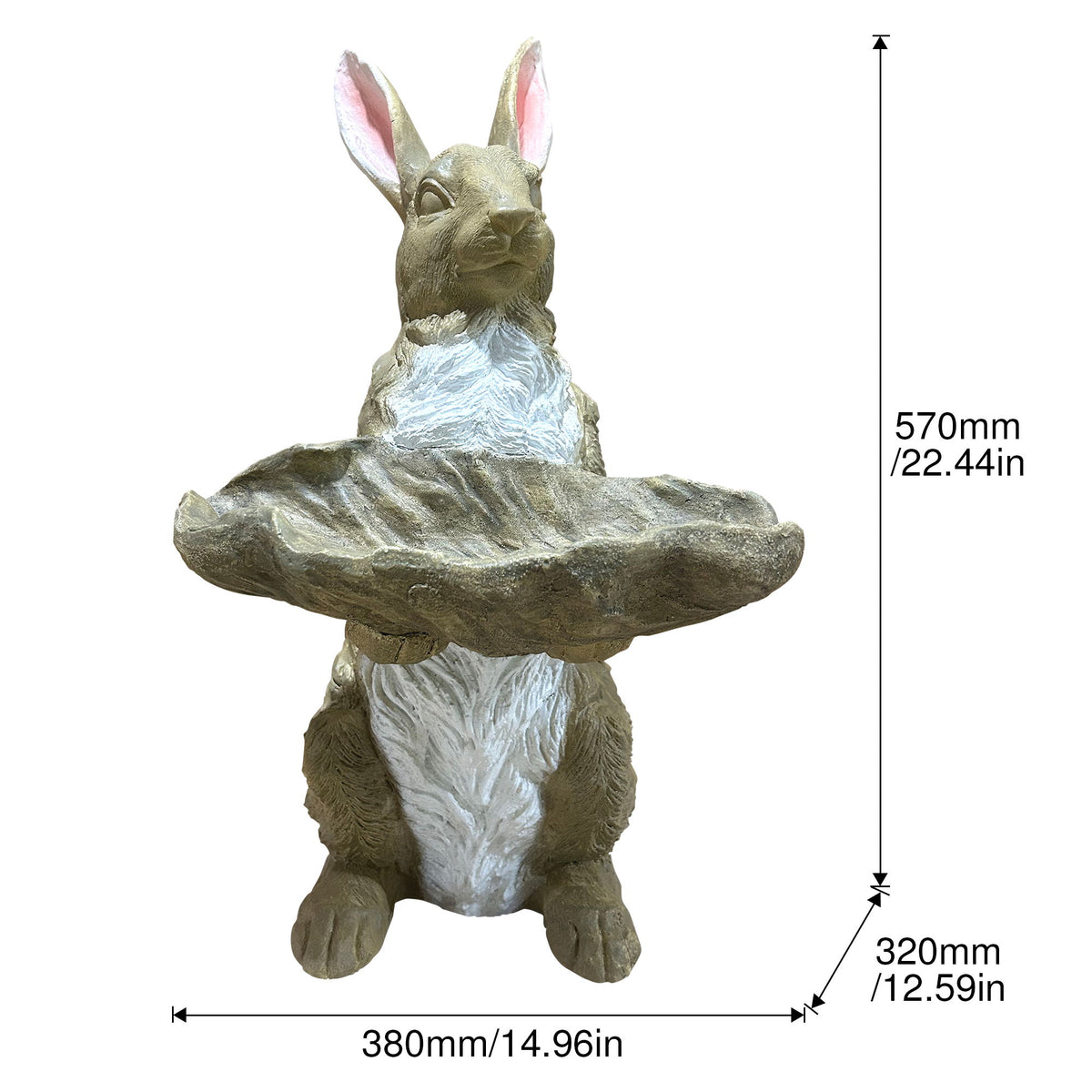 Magnesium Oxide Bunny Statue Holding Decor Hand-Painted Rabbit Sculpture Garden Lawn Ornament