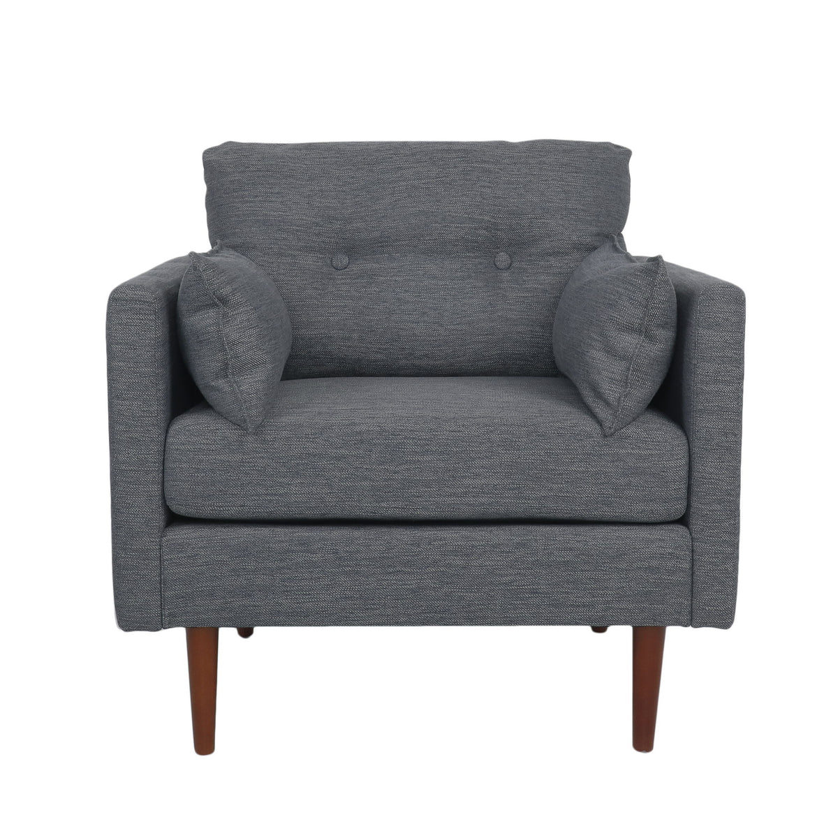 Enchantica - Upholstered Fabric Club Chair With Button Tufted And 2 Accent Pillows