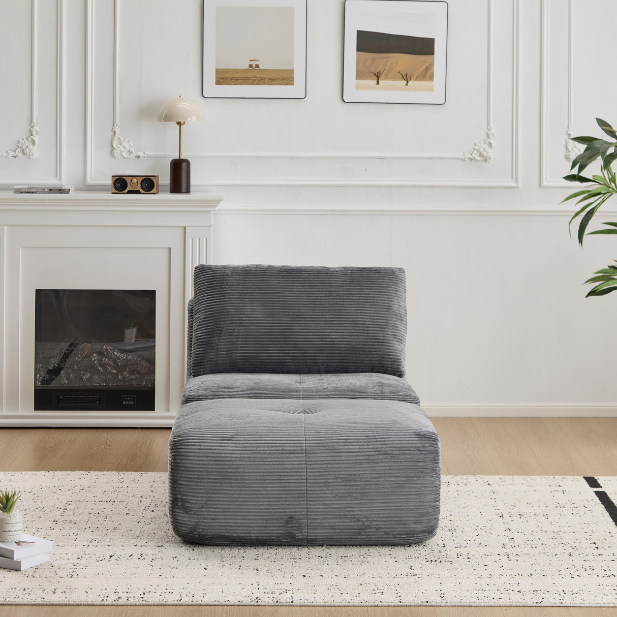 Single Chaise Longue With Movable Ottoman For Living Room