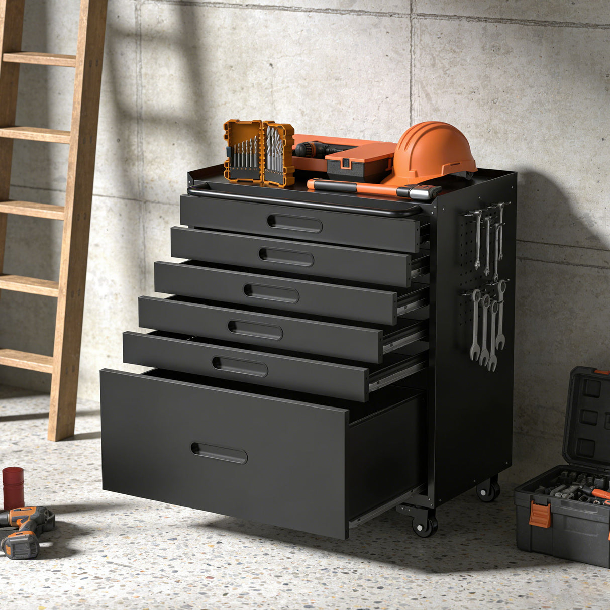 Rolling Tool Cabinet Heavy Duty Garage Storage With Lockable Doors