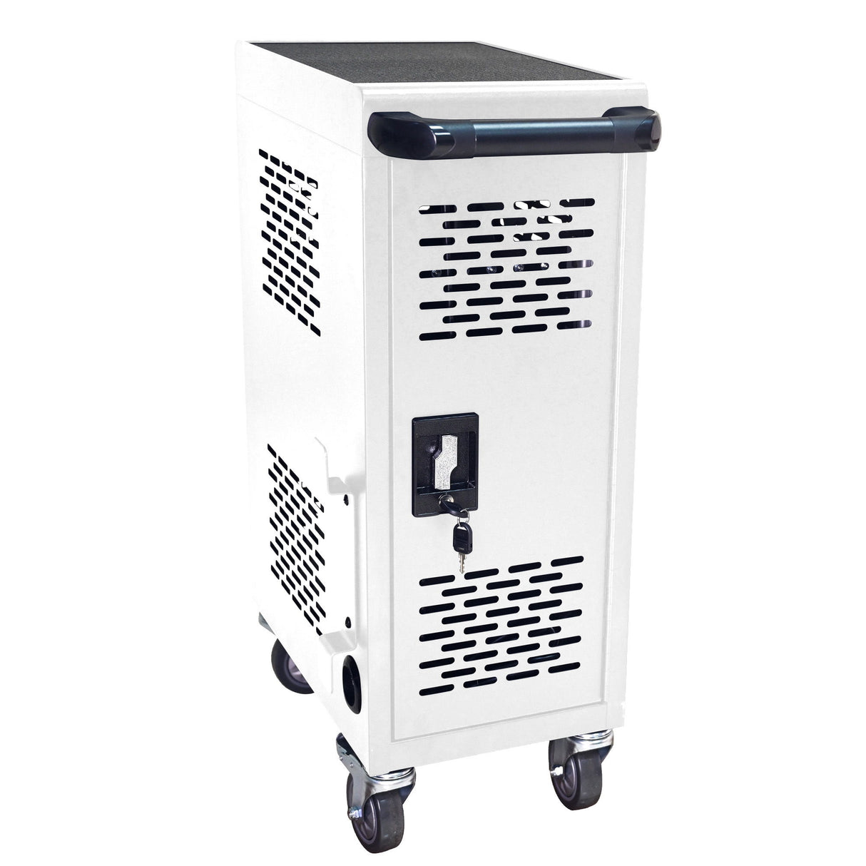 16 Bay Mobile School Charging Cart Station For Chromebook, Tablet And Laptop Computer With Power Strip Included - White