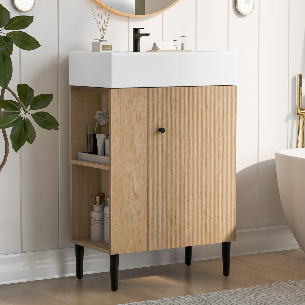 Bathroom Vanity, Combo Cabinet, Bathroom Storage Cabinet, Single Ceramic Sink