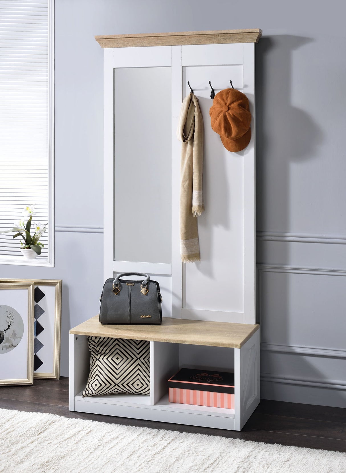 Melati - Hall Tree - Light Oak / White