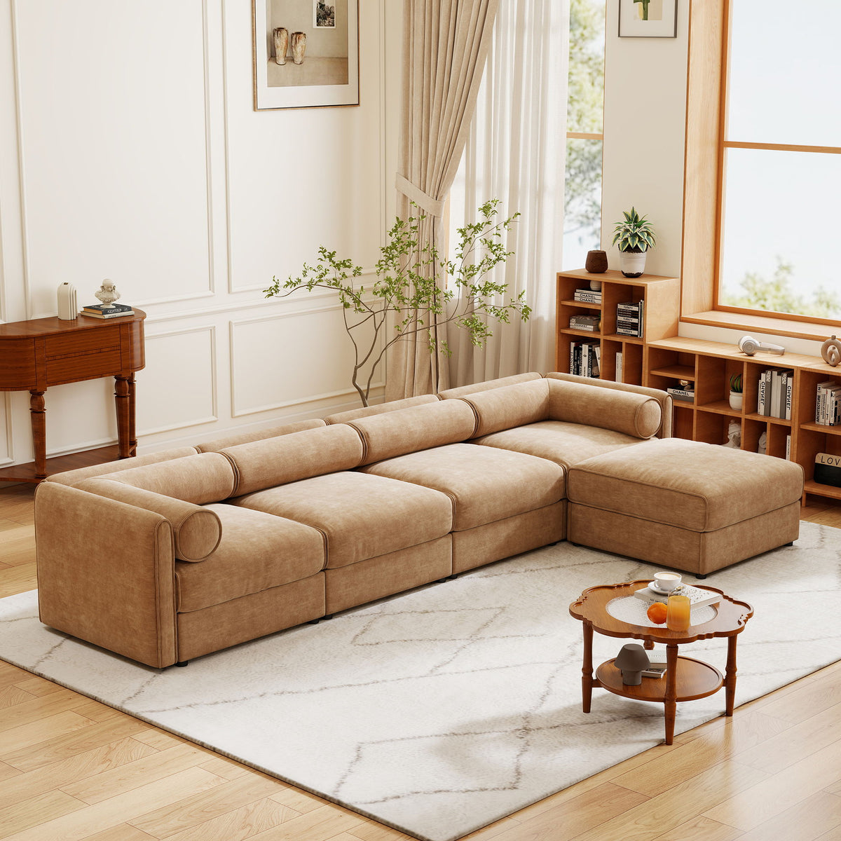 Contemporary Elegant Sofa With Storage And Ottoman