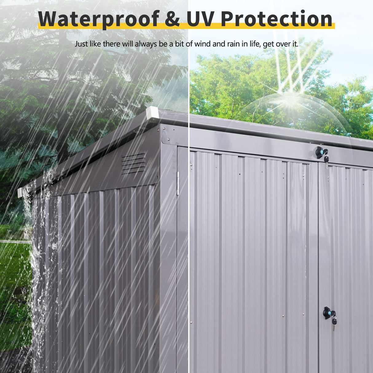 Garbage Bin Shed Trash Can Enclosure Storage Building Steel 62x53in Gray