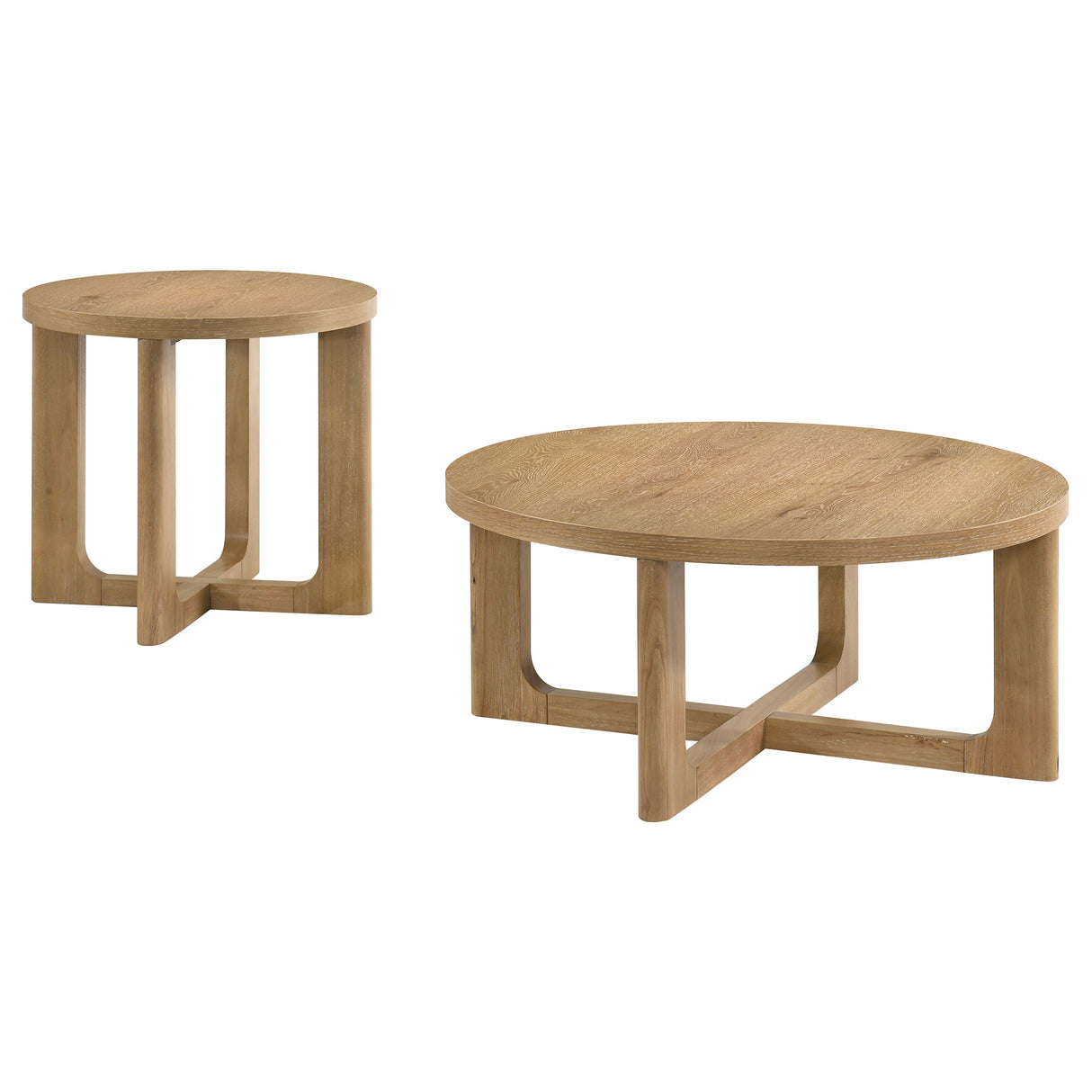 Kessler 2-Piece Round Coffee Table Set, Light Oak