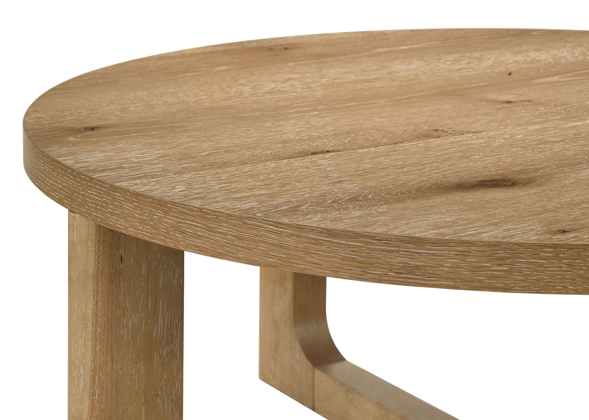Kessler 2-Piece Round Coffee Table Set, Light Oak