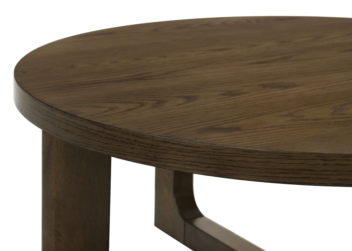Kessler 2-Piece Round Sculptural Wood Coffee Table Set, Brown