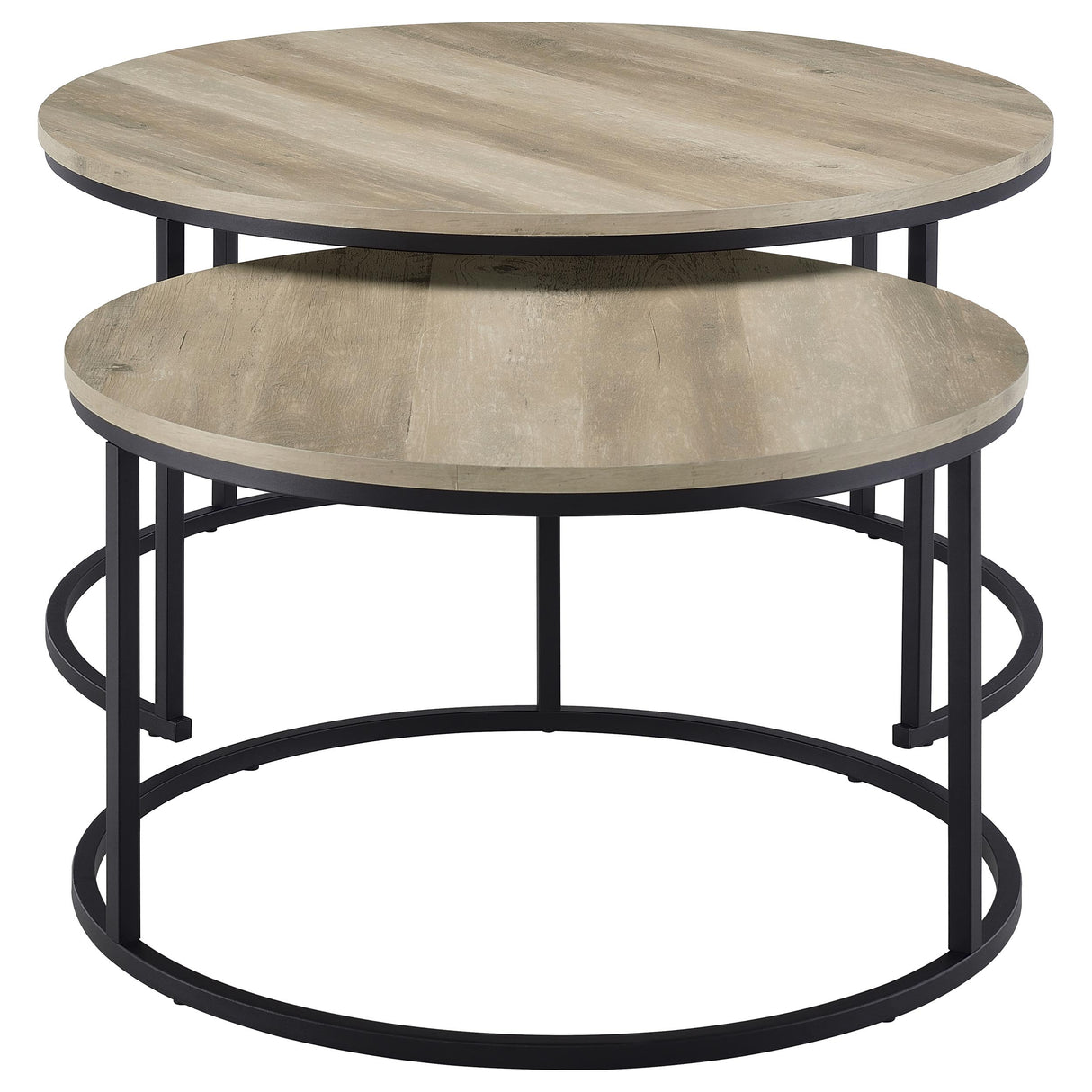 Lainey 2-Piece Round Nesting Coffee Table in Distressed Pine