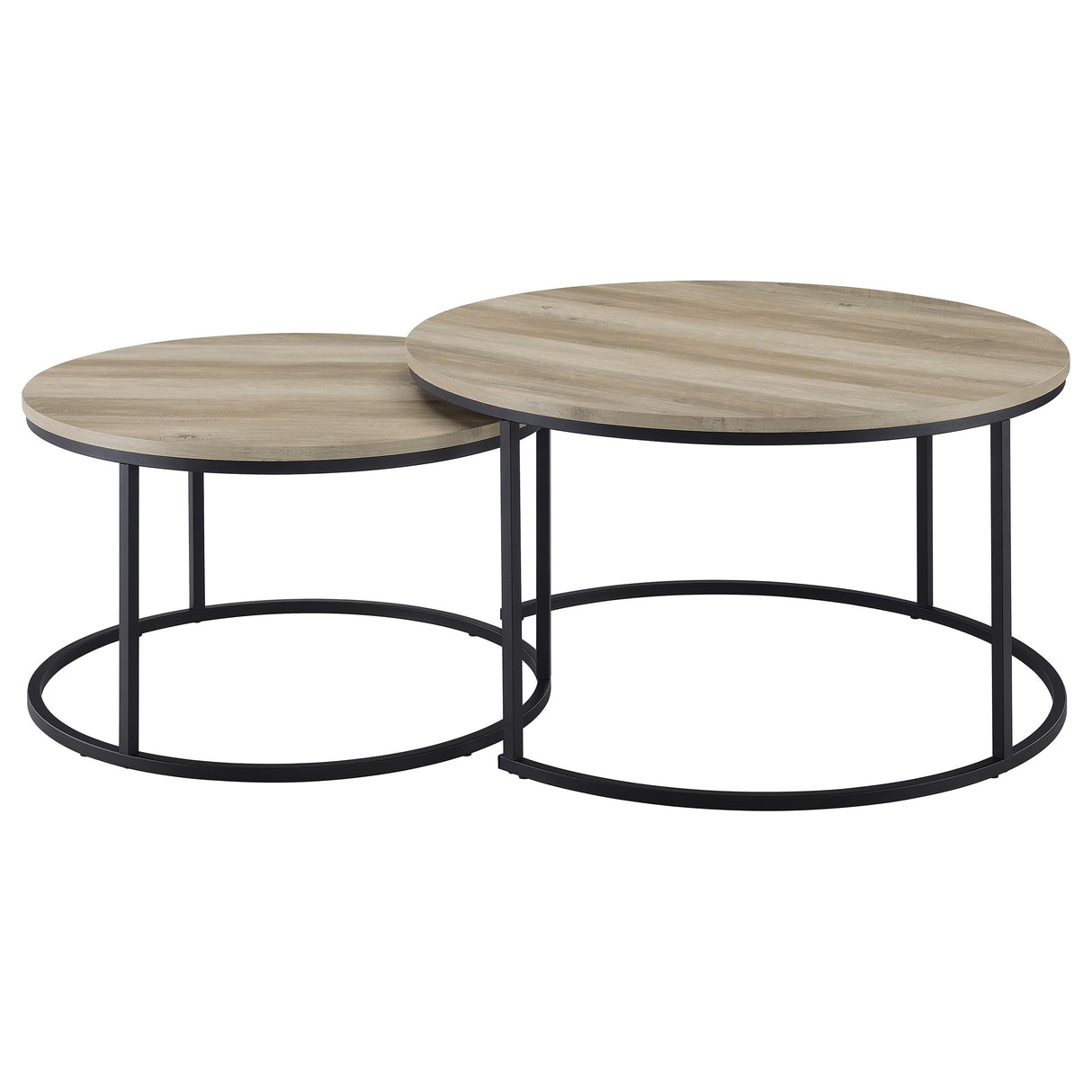 Lainey 2-Piece Round Nesting Coffee Table in Distressed Pine
