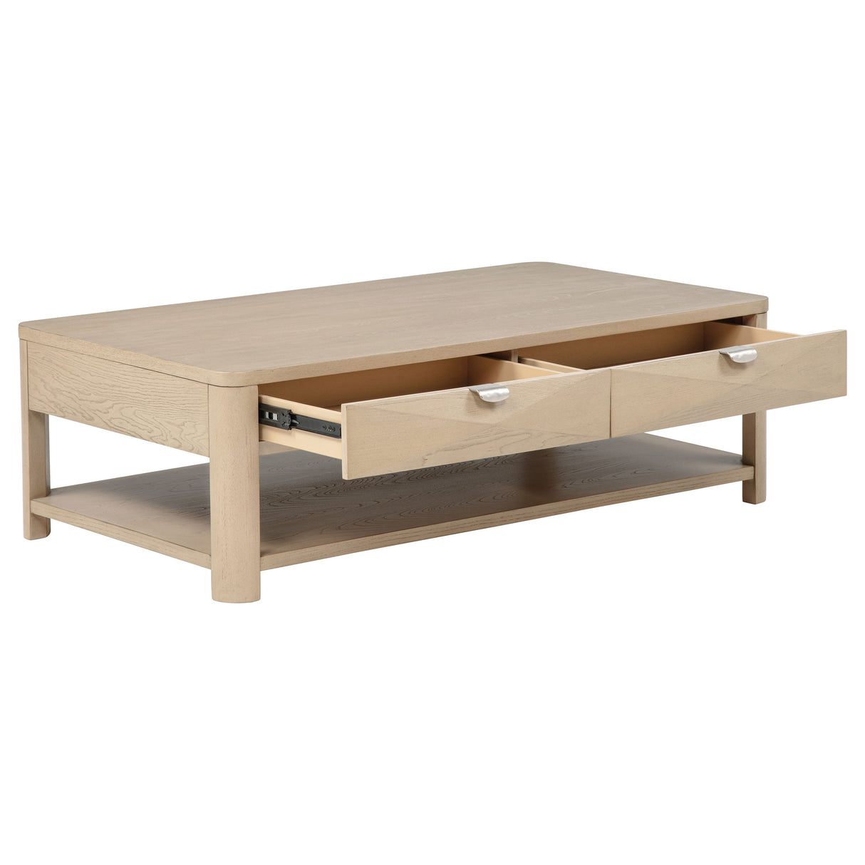 Marcelo Wood Coffee Table with 2 Drawers - Light Elm