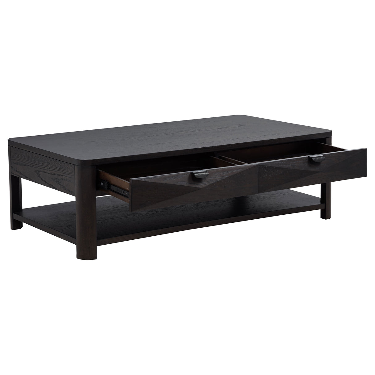 Marcelo Wood Coffee Table with 2 Drawers and Shelf