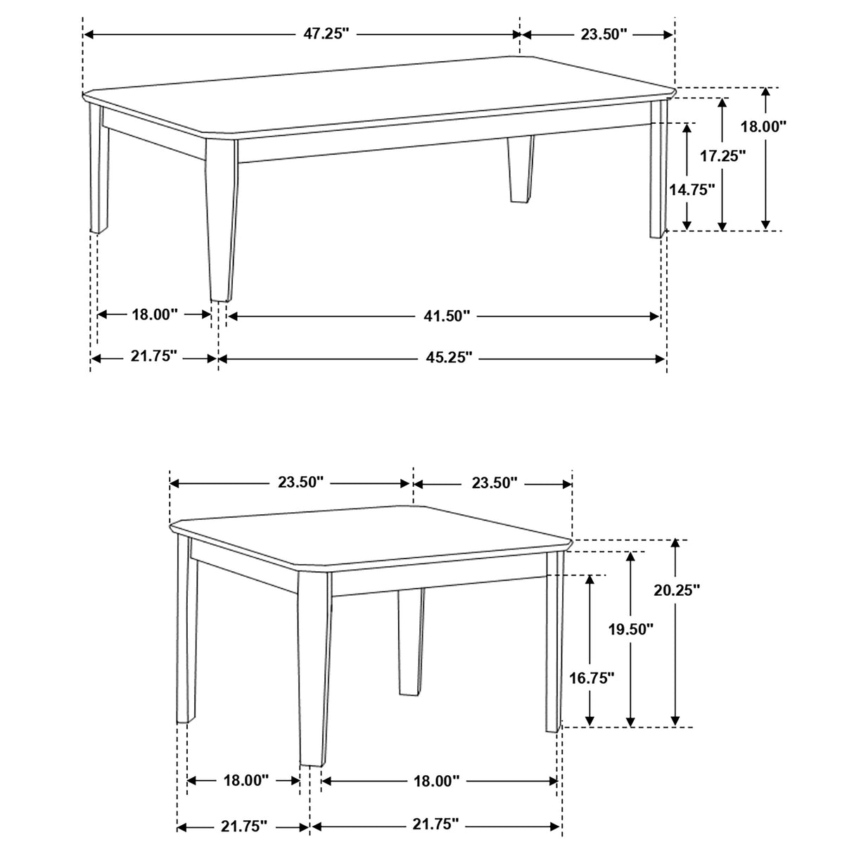 Amaro 3-Piece Coffee and End Table Set Dark Brown