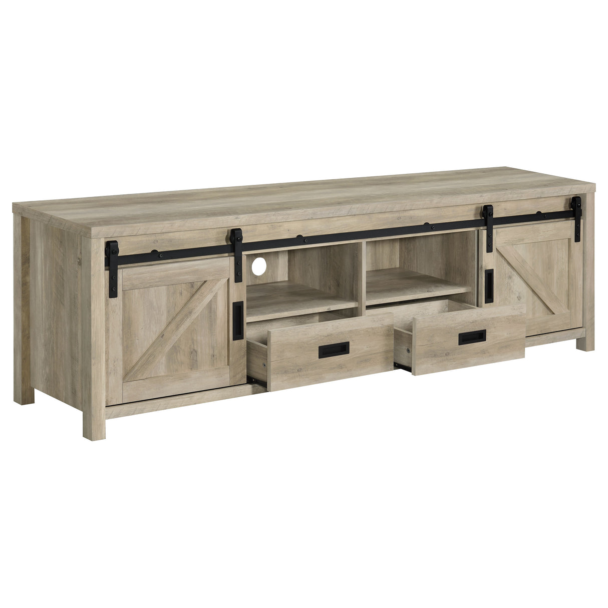 Madra 2-Door TV Stand 79 Inch Distressed Pine