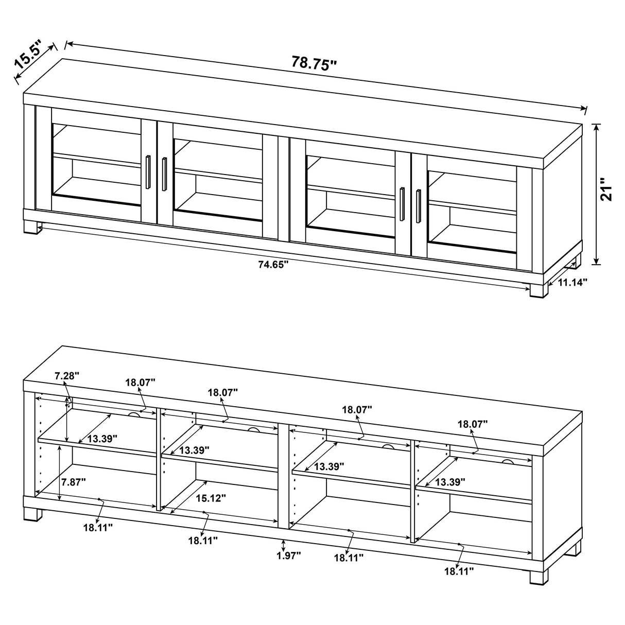Sachin 4-Door Dark Pine TV Stand - 79 Inch